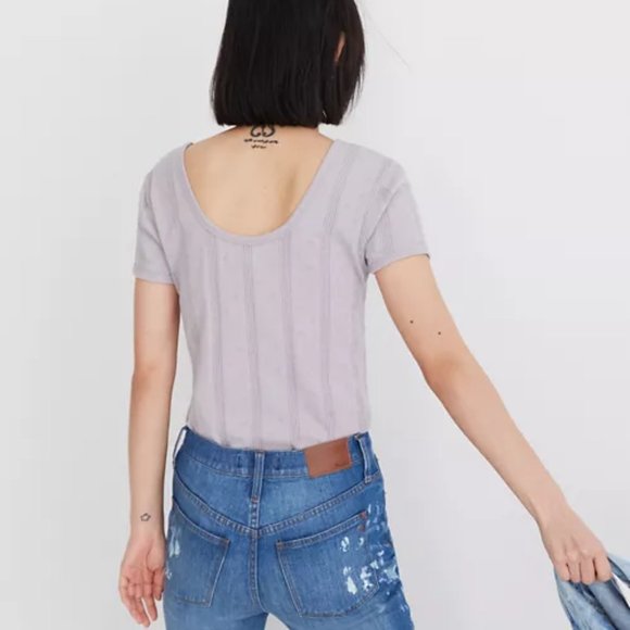 Madewell Pointelle Ribbed Tee in Violet Dusk - Picture 3 of 8